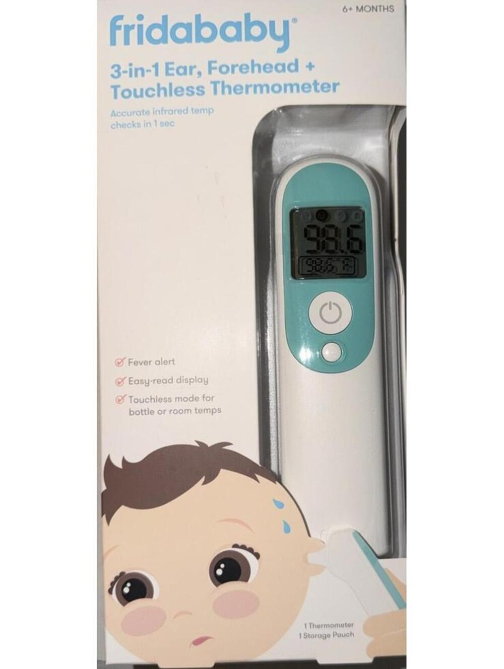 Fridababy 3-in-1 Ear Forehead + Touchless Infrared Thermometer White Teal 10028